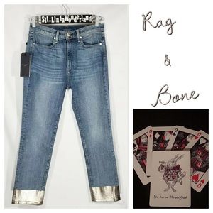 New Rag & Bone Bilbury Dip Hem Skinny Ankle Jeans
